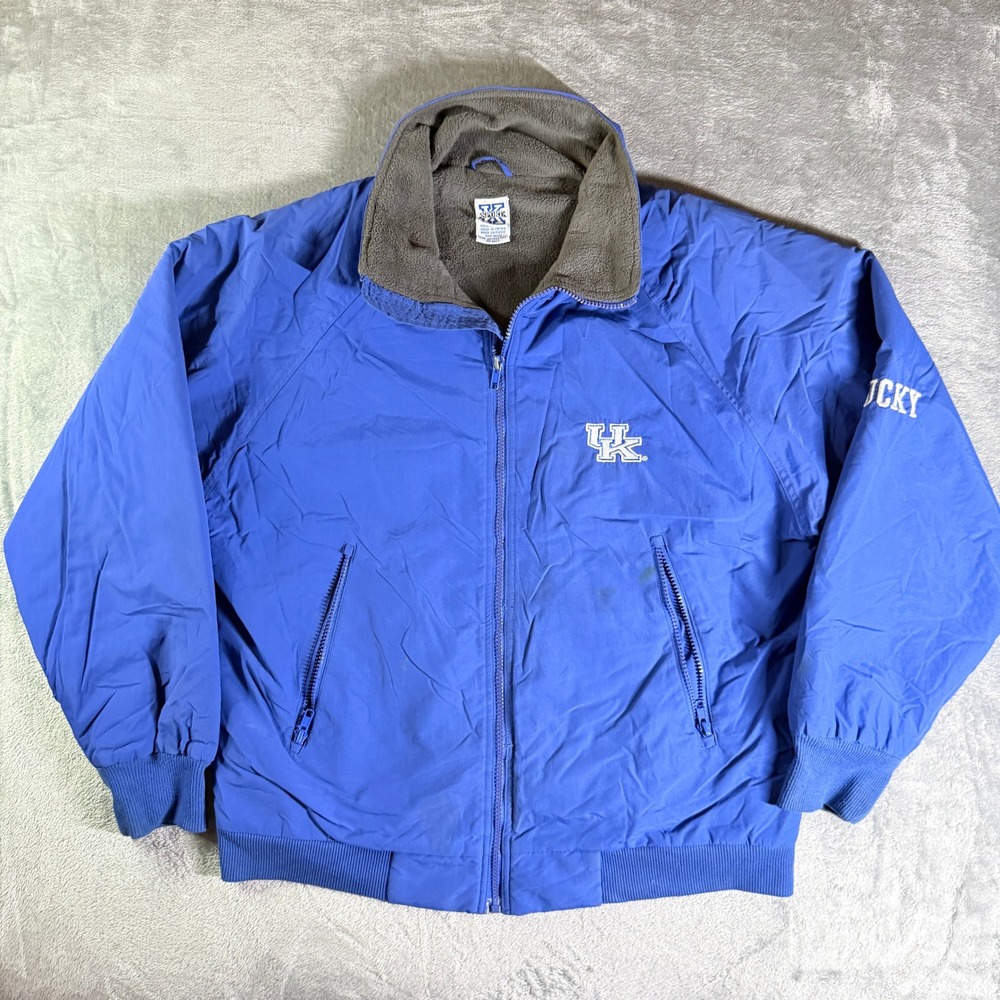 VTG K Sport Kentucky Wildcats UK Fleece Lined Zip Up Jacket Sz Small (read